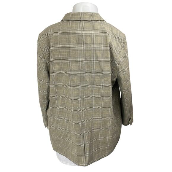 H&M Women's Gray Plaid Long Sleeve One Button Blazer Coat Suit Jacket Size XL - Picture 2 of 4